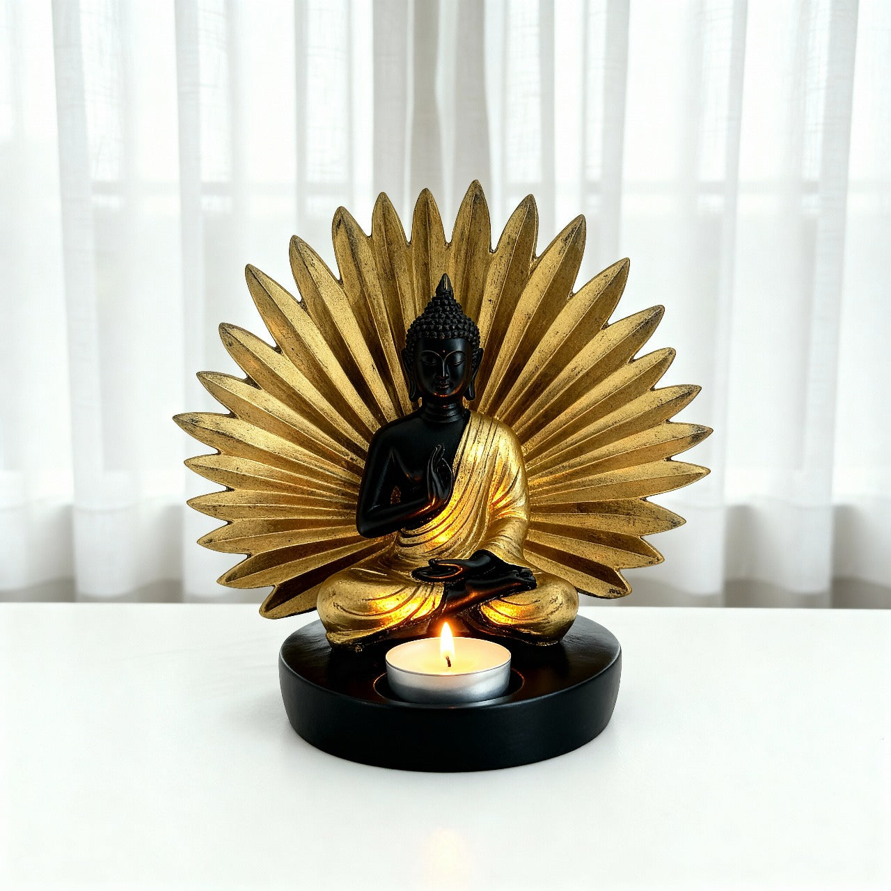 Golden Aura Buddha Tealight Holder