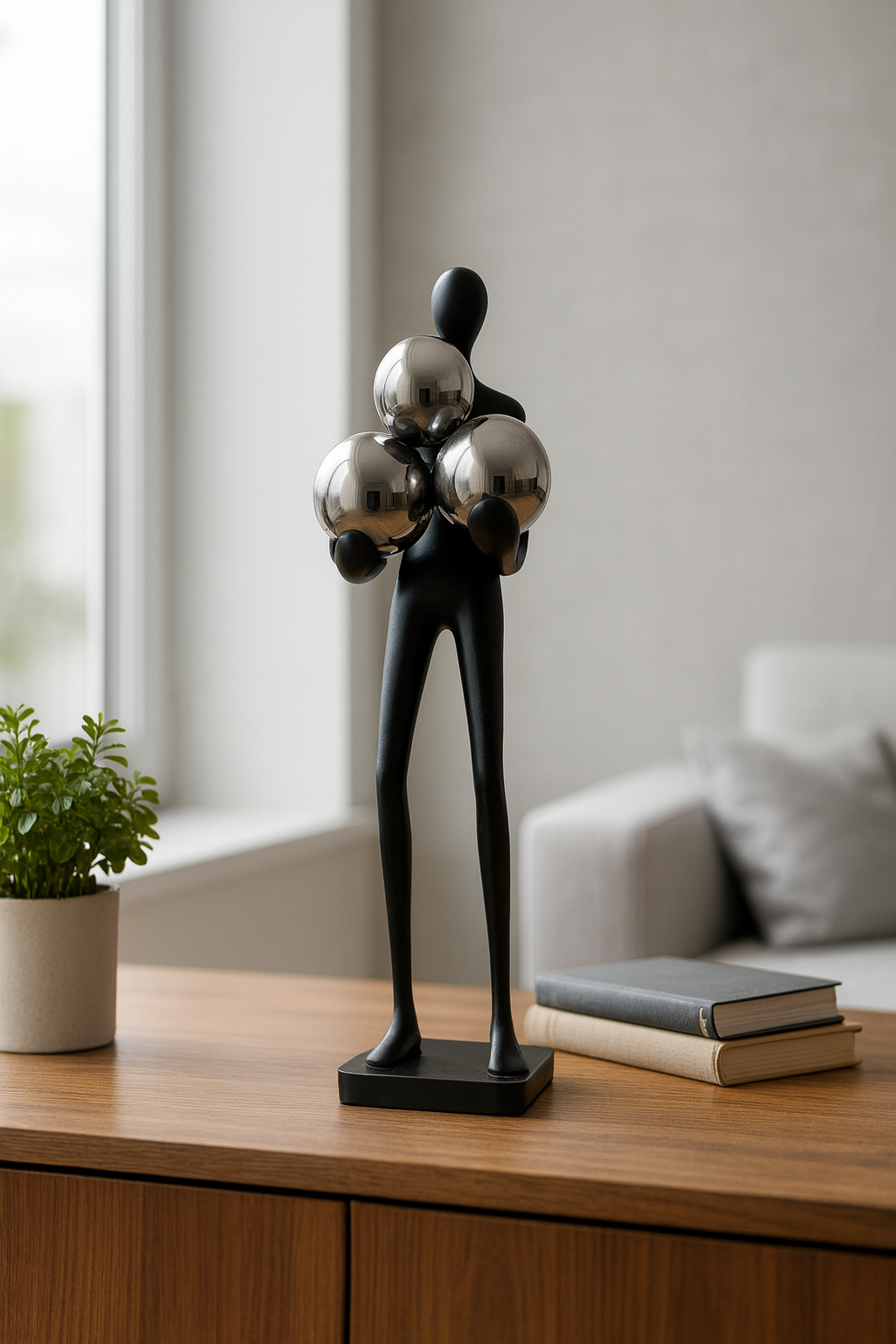 Modern Abstract Sphere-Balance Sculpture