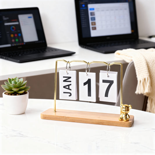 Flip Desk Calendar with Wooden Base