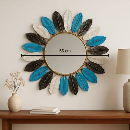 Sunburst Leaf Design Wall Mirror – Elegant Decorative Accent