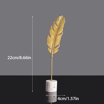 Golden Feather Sculpture – Elegant Home Decor Accent