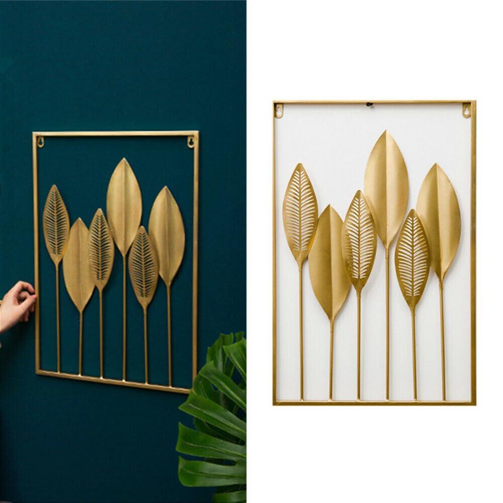 Golden Leaf Metal Wall Art – Elegant Nature-Inspired Wall Hanging