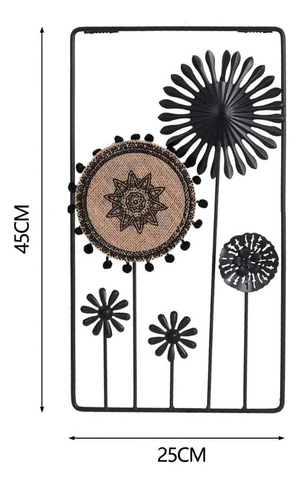 Metal Floral Gear Wall Art Panel