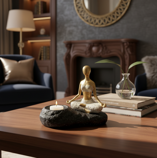 Meditating Woman Figurine with Tealight Holder