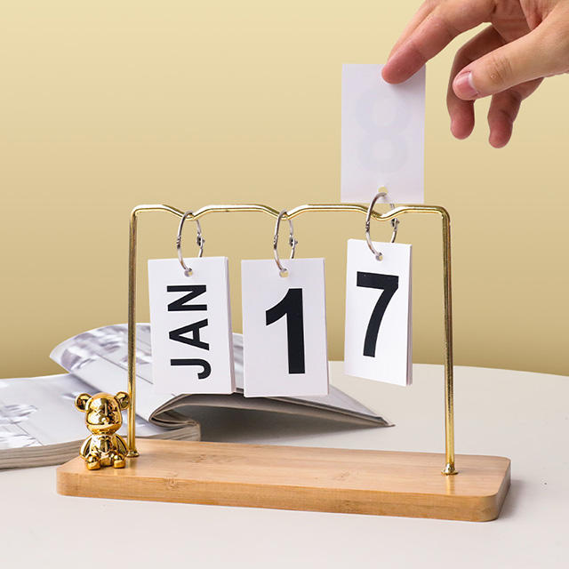 Flip Desk Calendar with Wooden Base