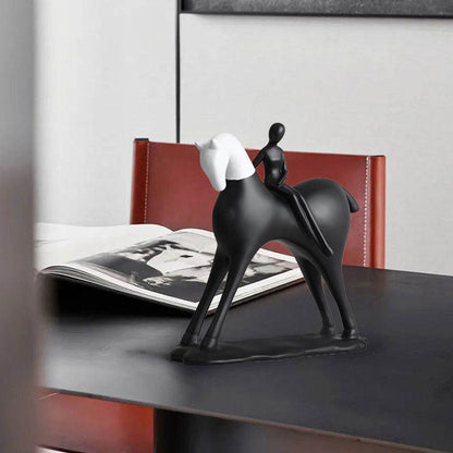 Monochrome Horse Rider Sculpture – The Motion of Grace