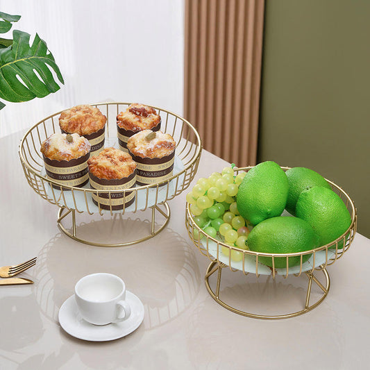 Golden Marble Base Decorative Basket Stand