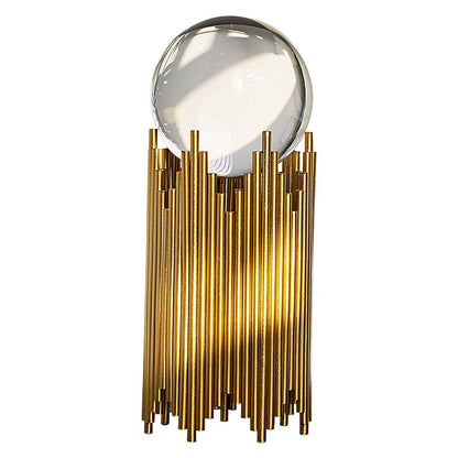 Golden Metal Crystal Orb Stand – Luxury Home Décor Accent
