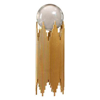 Golden Metal Crystal Orb Stand – Luxury Home Décor Accent
