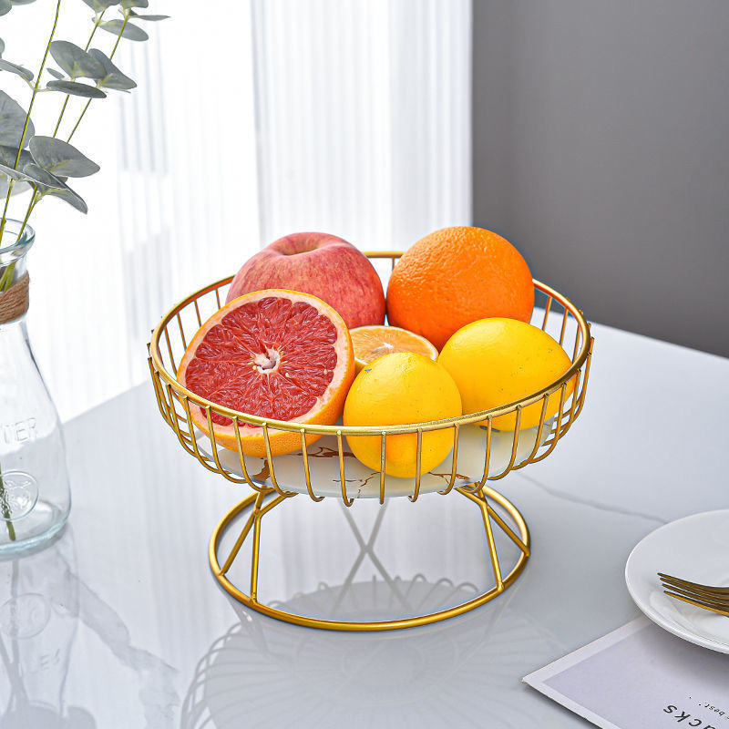 Golden Marble Base Decorative Basket Stand