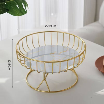 Golden Marble Base Decorative Basket Stand