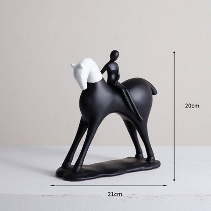 Monochrome Horse Rider Sculpture – The Motion of Grace