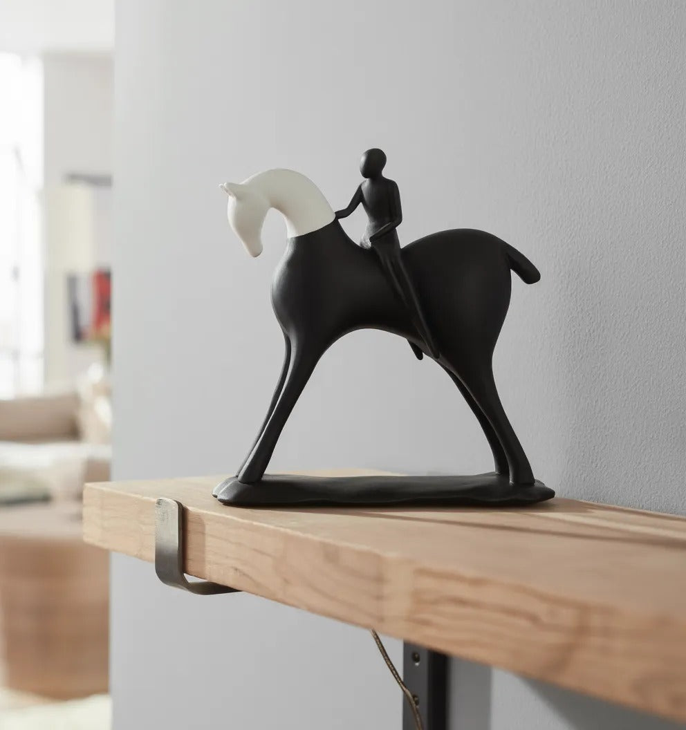 Monochrome Horse Rider Sculpture – The Motion of Grace