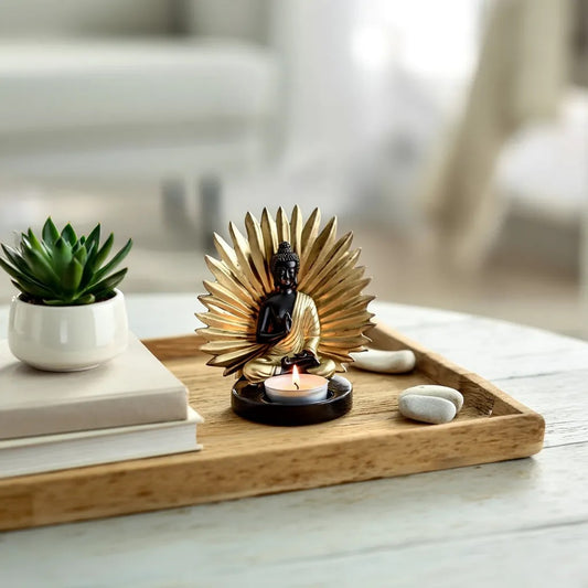 Golden Aura Buddha Tealight Holder