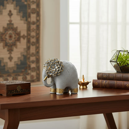 Blooming Elegance Elephant Sculpture