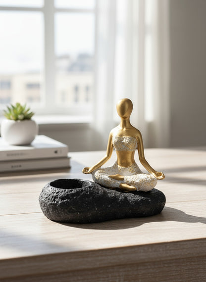 Meditating Woman Figurine with Tealight Holder