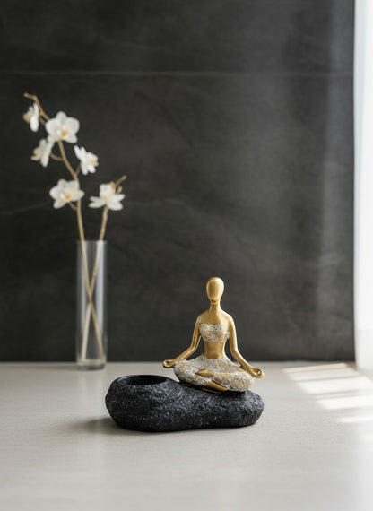Meditating Woman Figurine with Tealight Holder
