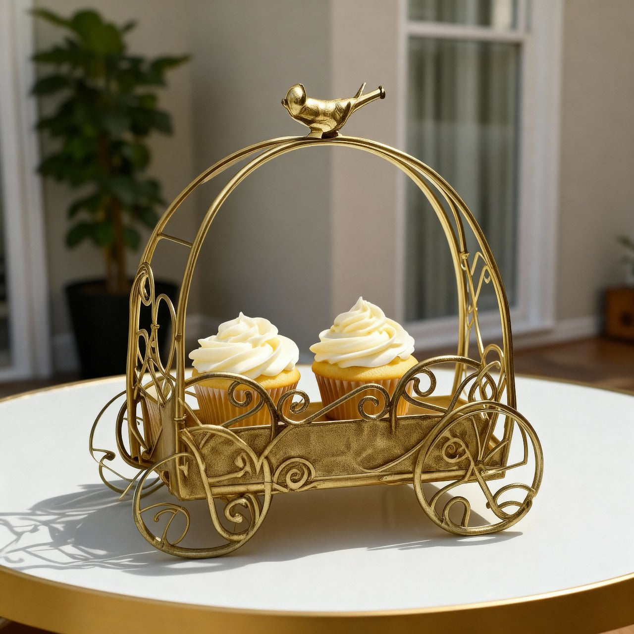 Golden Bird Cage Tray Stand – Multi-Purpose Decorative Server
