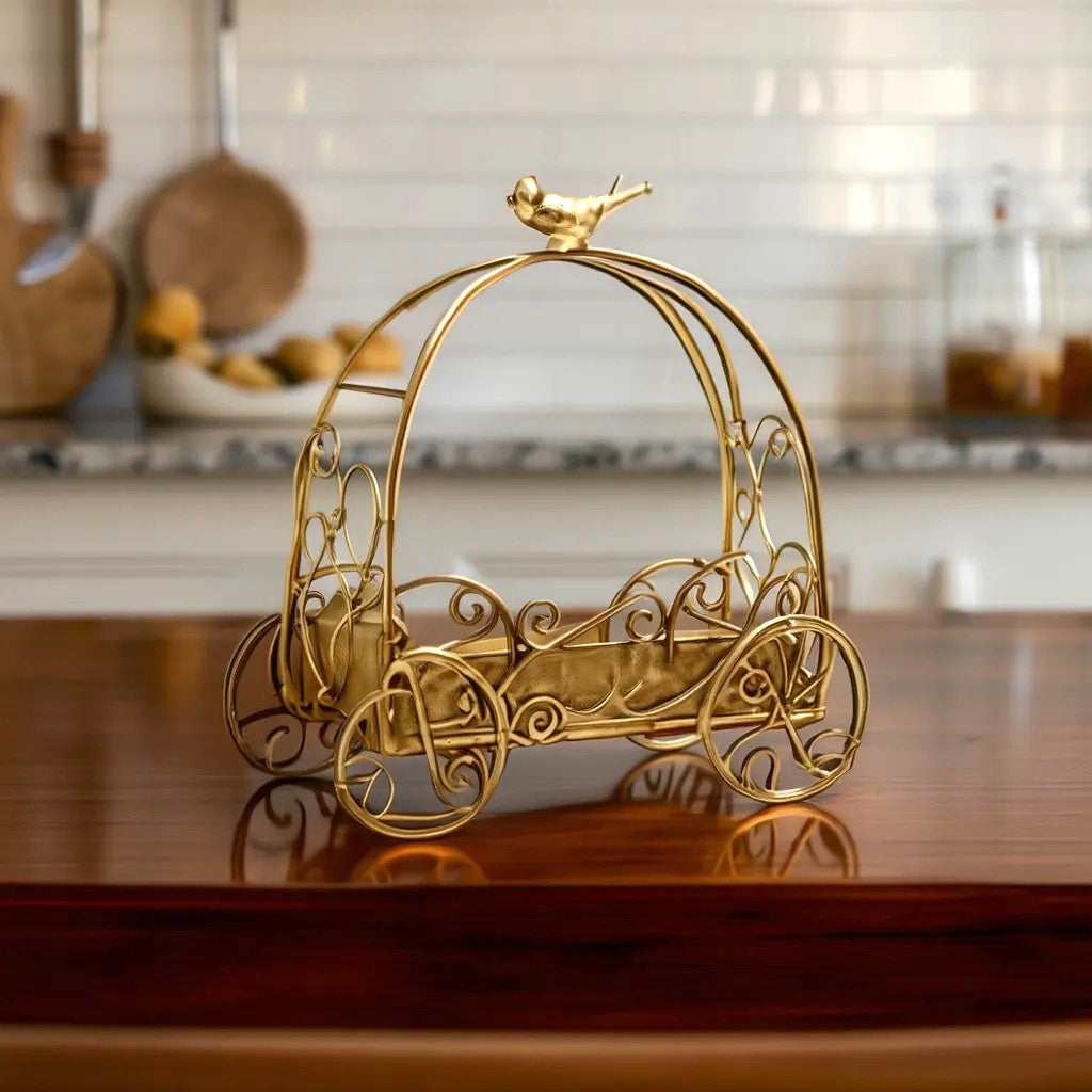 Golden Bird Cage Tray Stand – Multi-Purpose Decorative Server