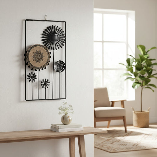 Metal Floral Gear Wall Art Panel