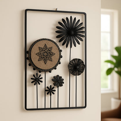 Metal Floral Gear Wall Art Panel