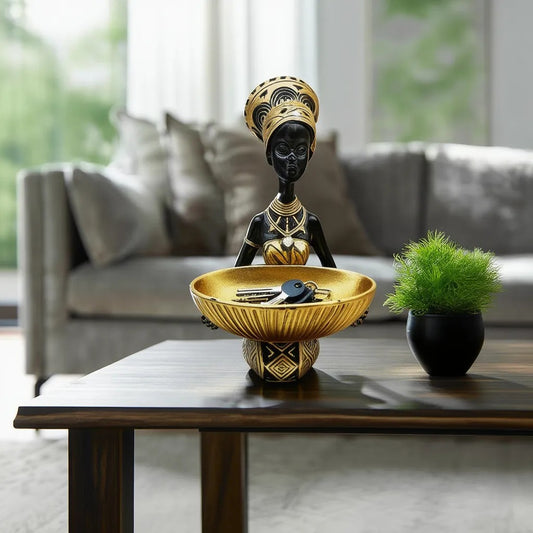 African Lady Decorative Bowl / Key Holder Tray