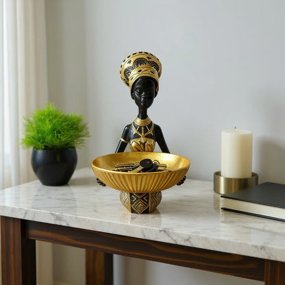 African Lady Decorative Bowl / Key Holder Tray