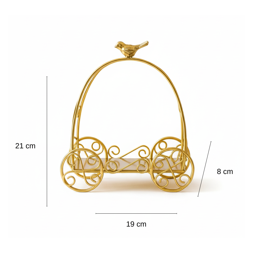 Golden Bird Cage Tray Stand – Multi-Purpose Decorative Server