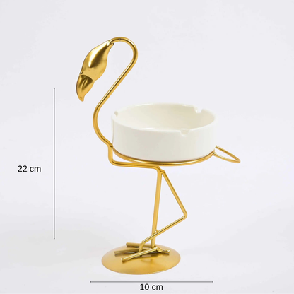 Golden Flamingo Decorative Stand – Multi-Purpose Tray Holder