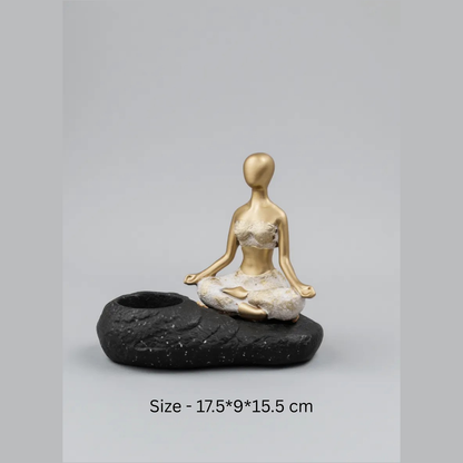 Meditating Woman Figurine with Tealight Holder