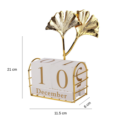 Golden Leaf Desk Block Calendar – Stylish Home & Office Decor